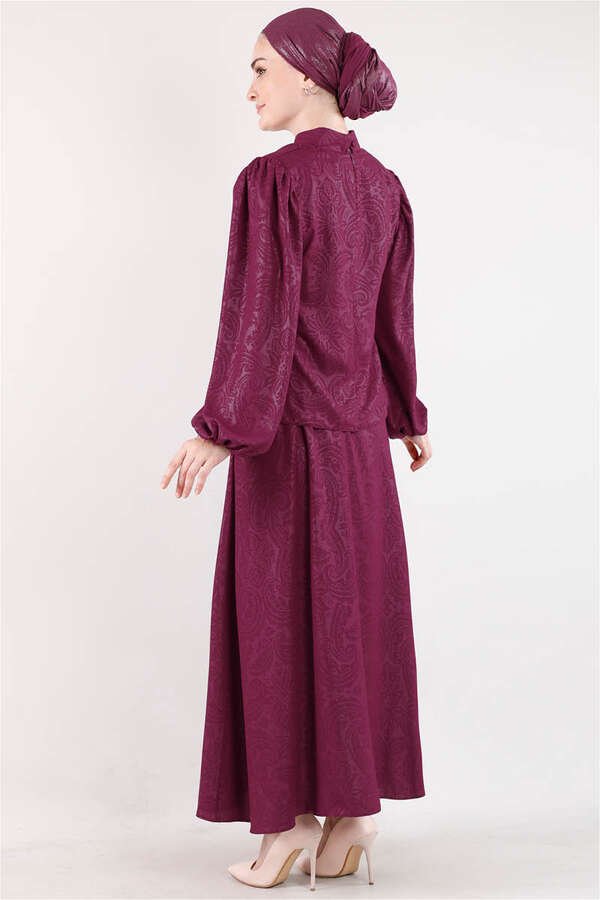 Ottoman Patterned Skirt Set Plum
