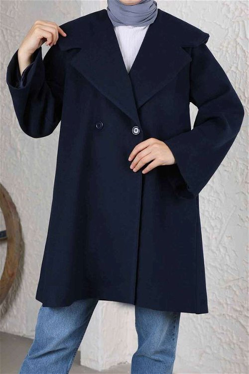 Oversize Cachet Coat Navy Blue