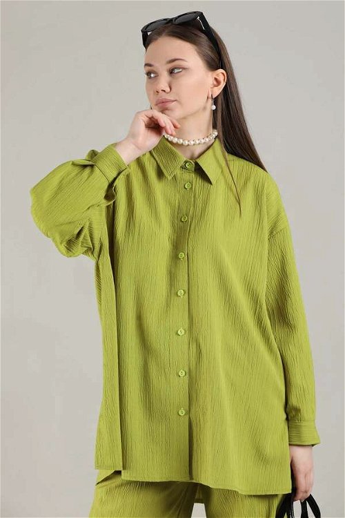 Oversize Gömlek Takım Yağ Yeşili