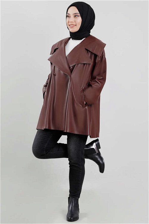 Oversize Leather Jacket Burgundy