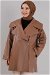 Oversize Leather Jacket Tan - Thumbnail