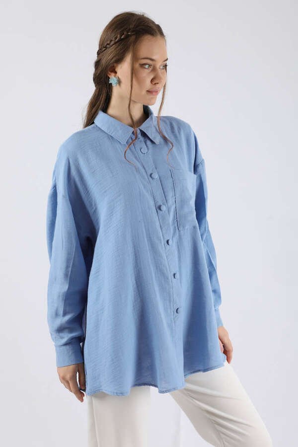 Oversize Muslin Shirt Baby Blue