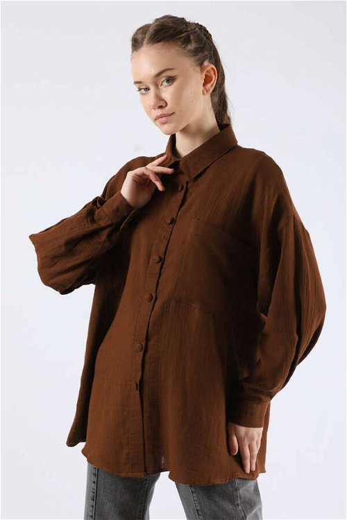 Oversize Muslin Shirt Brown