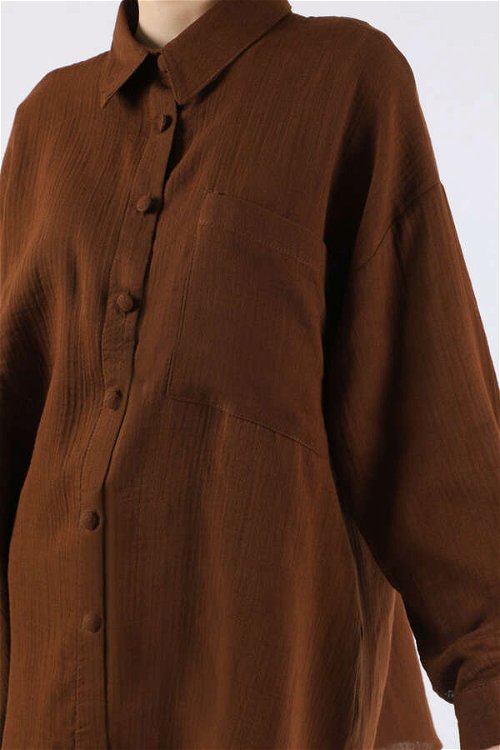 Oversize Muslin Shirt Brown