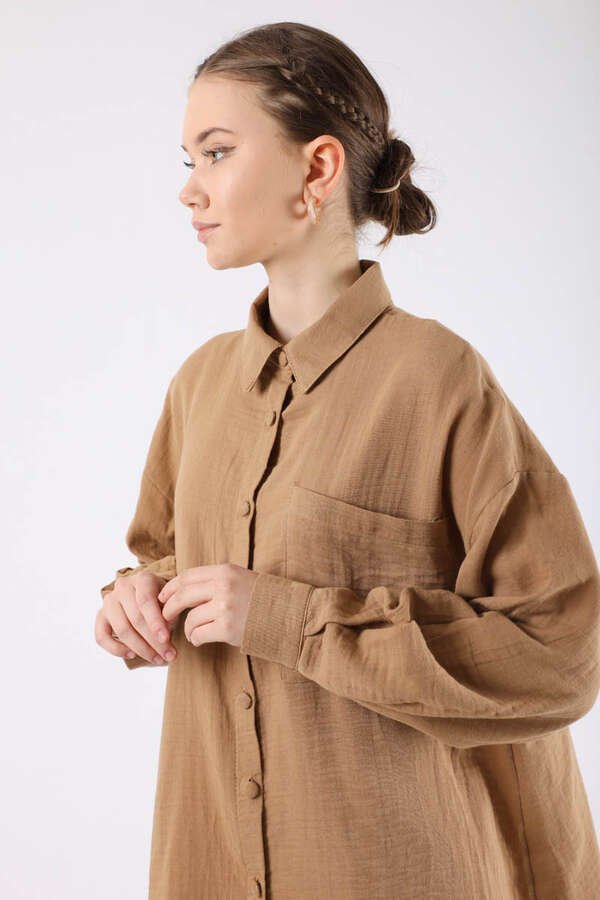 Oversize Muslin Shirt Camel