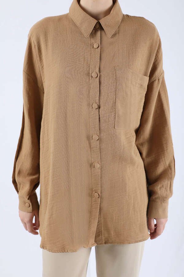 Oversize Muslin Shirt Camel