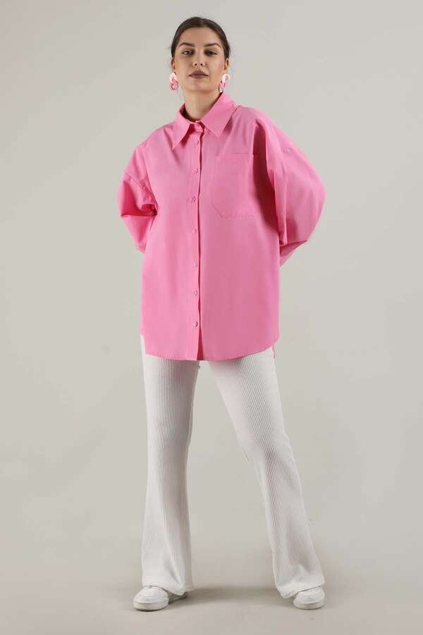 Zulays - Oversize Pocket Shirt Pink