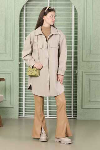 Zulays - Oversize Shirt Jacket Stone