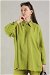 Oversize Shirt Suit Oil Green - Thumbnail