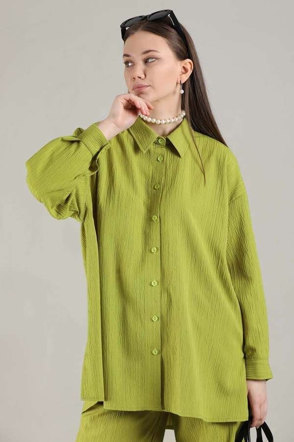 Oversize Shirt Suit Oil Green