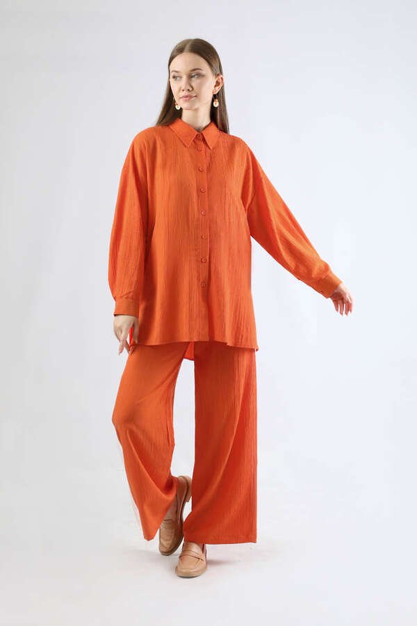 Zulays - Oversize Shirt Suit Orange