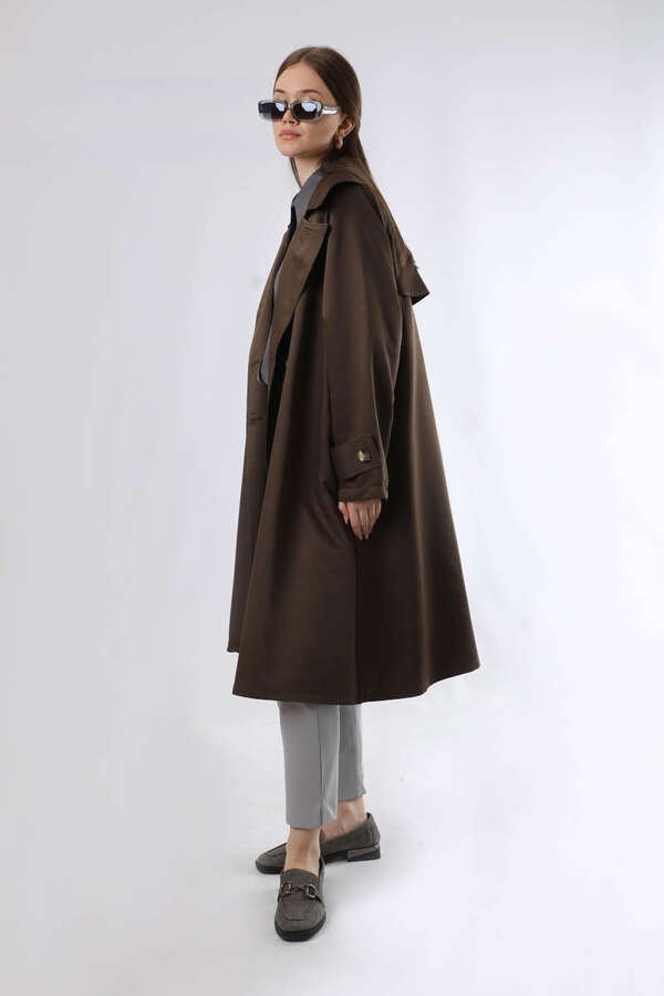 Zulays - Oversize Trench Coat Brown