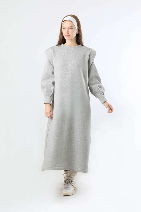 Zulays - Oversize Üç İplik Elbise Gri