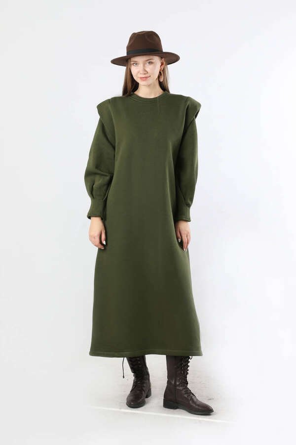 Zulays - Oversize Üç İplik Elbise Haki
