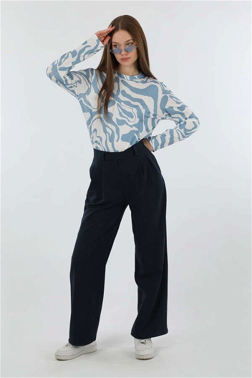 Zulays - Palazzo Trousers Navy Blue