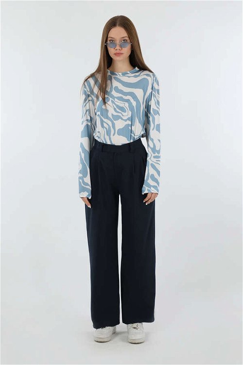 Palazzo Trousers Navy Blue