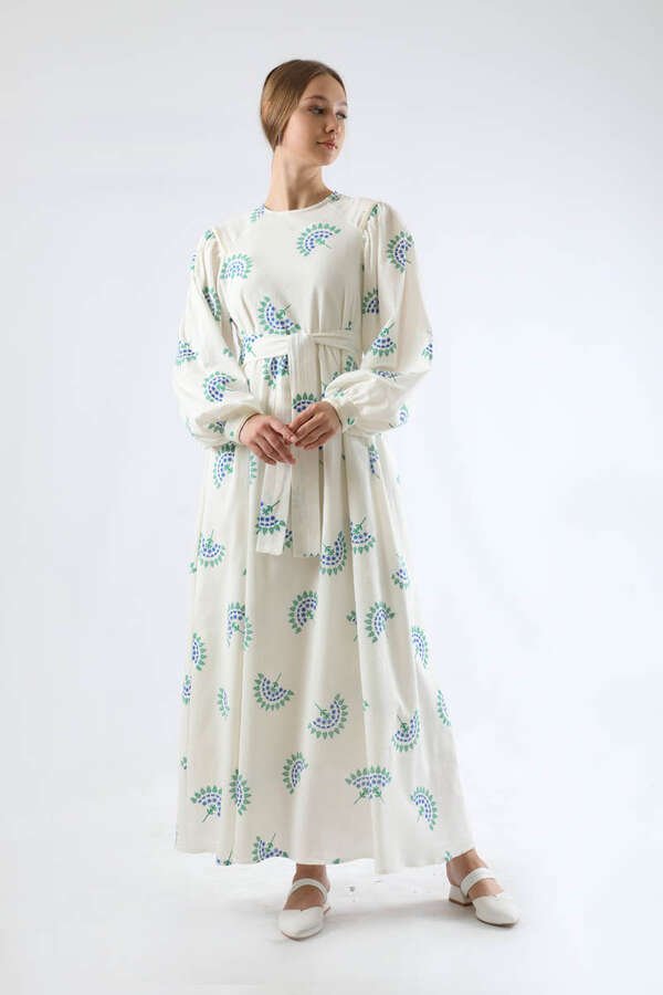 Zulays - Pattern Embroidered Dress Green