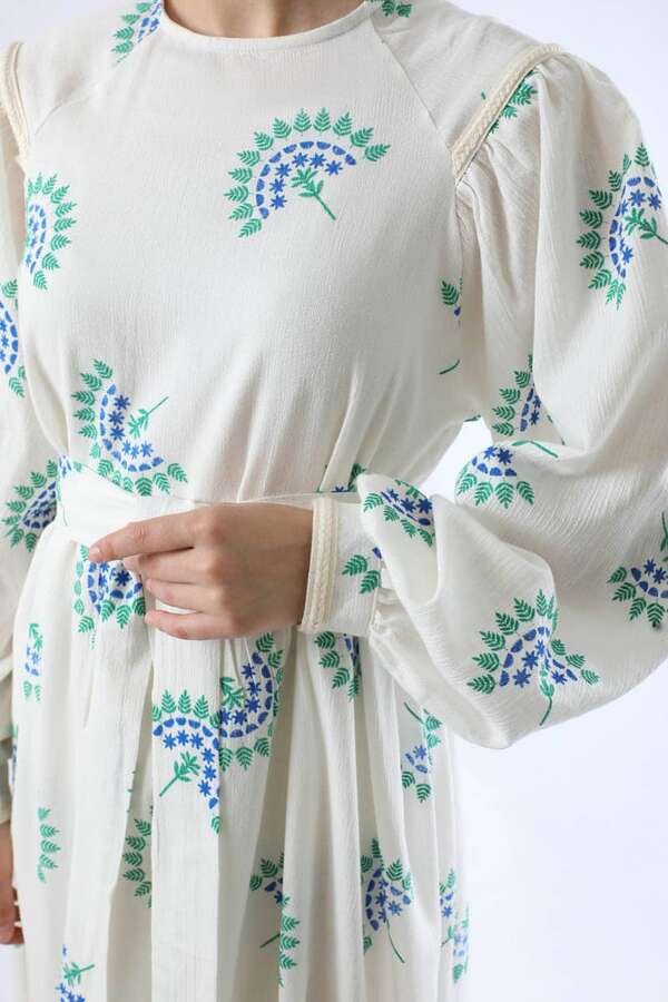 Pattern Embroidered Dress Green