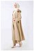 Pearl Embroidered Abaya Suit Beige - Thumbnail