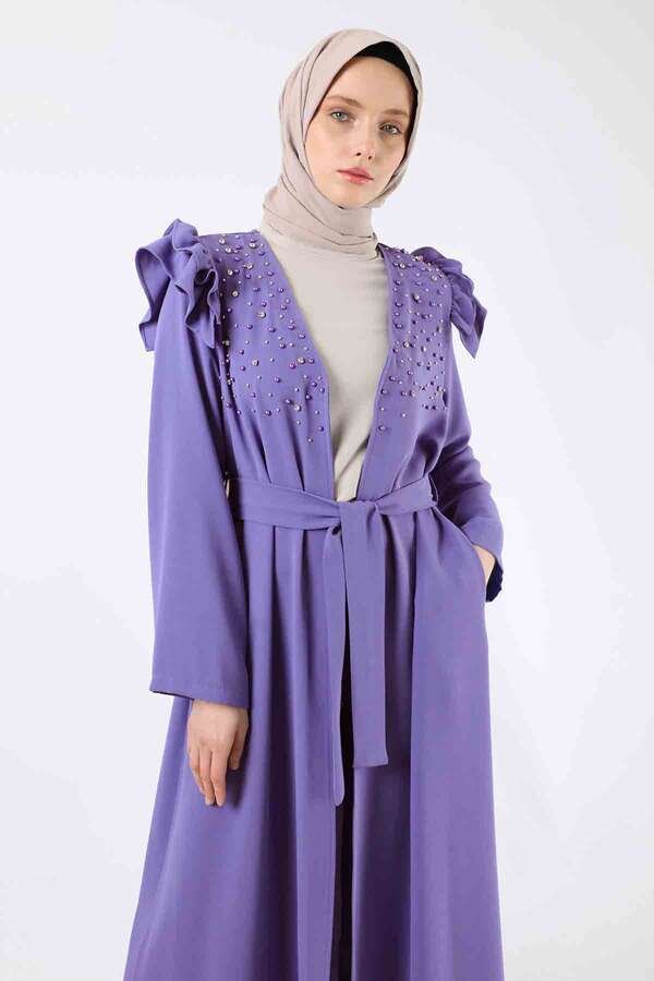 Pearl Embroidered Abaya Suit Blue