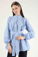 Zulays - Piping Detail Belted Shirt Baby Blue