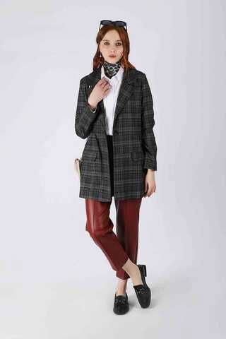 Zulays - Plaid Blazer Jacket Black