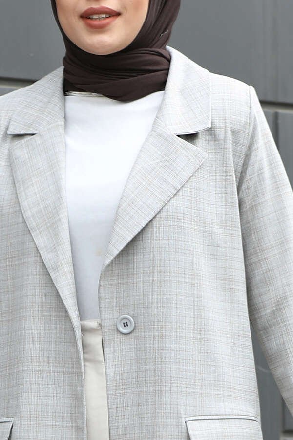 Plaid Blazer Jacket Grey