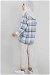 Checkered Tunic Suit Blue - Thumbnail