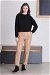Straight Leg Leather Trousers Beige - Thumbnail