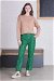 Straight Leg Leather Trousers Green - Thumbnail