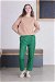 Straight Leg Leather Trousers Green - Thumbnail