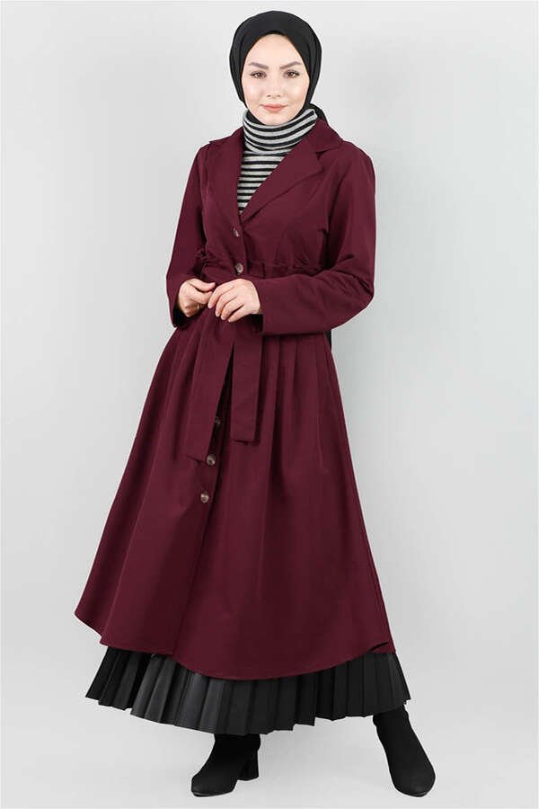 Pleated Arched Burgundy Trenc