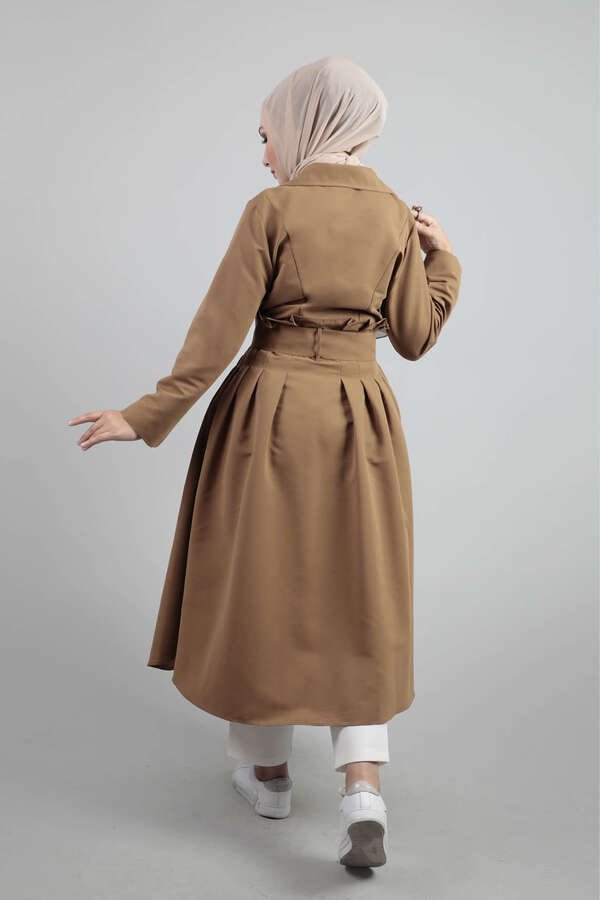 Pleated Arched Tan Trenc