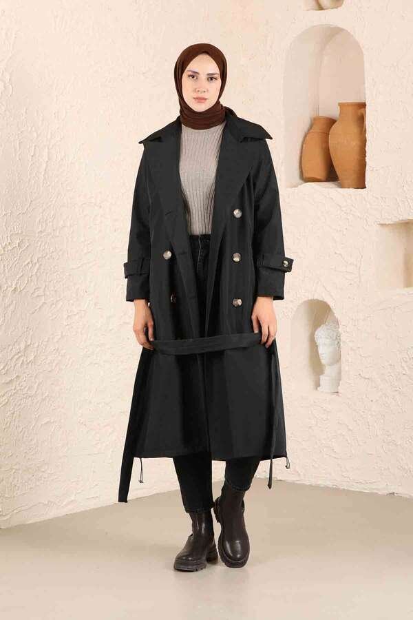 Pleated Skirt Trench Black