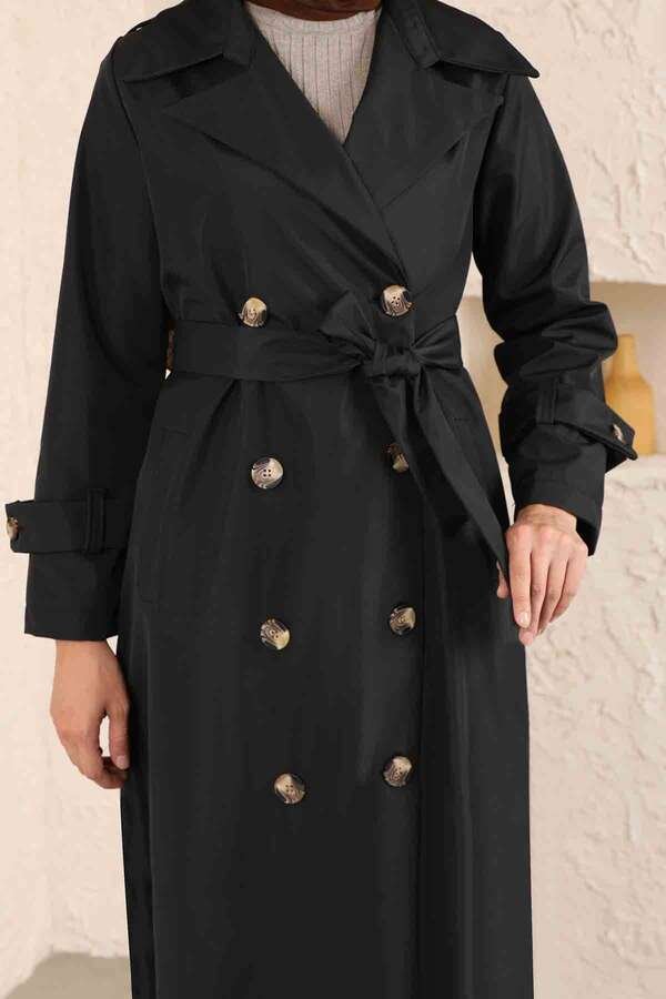 Pleated Skirt Trench Black