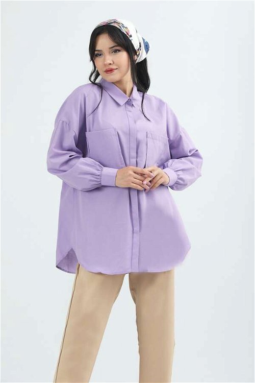 Pocket Oversized Shirt Lilac