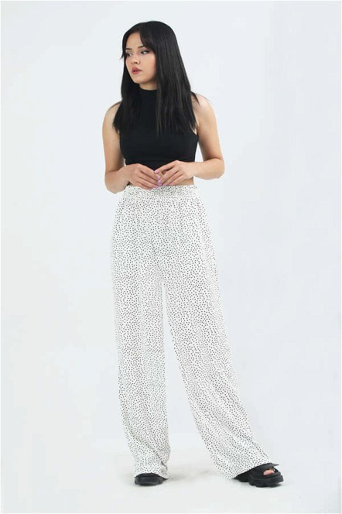 Polka Dot Patterned Fabric Trousers