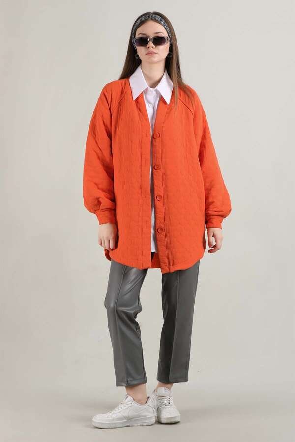 Quilted Knitted Jacket Orange