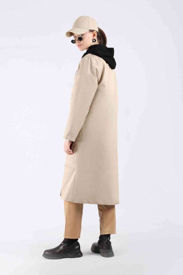 Quilted Pocket Trench Coat Beige