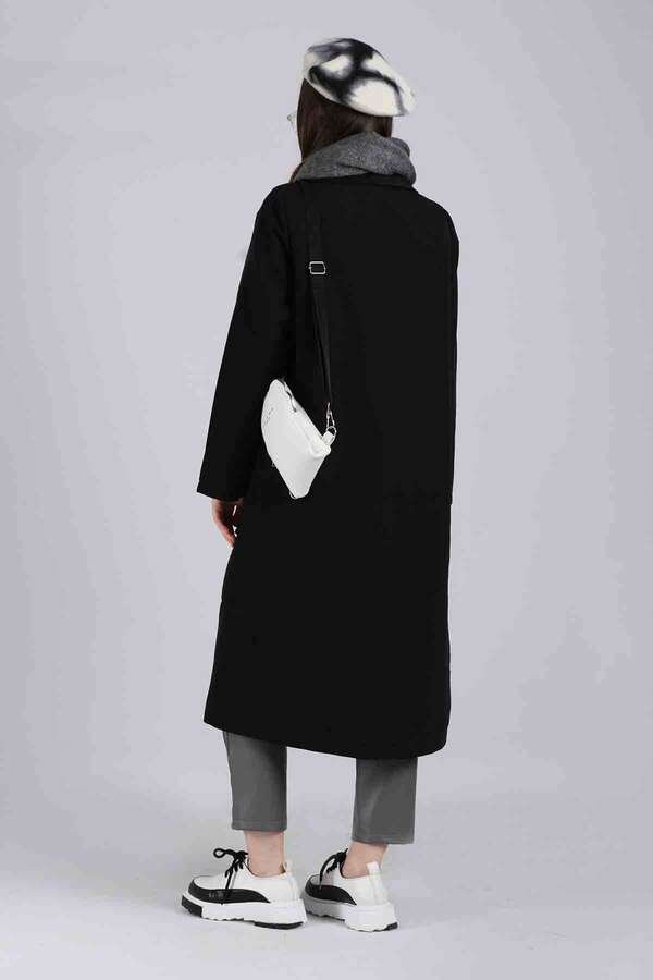 Quilted Pocket Trench Coat Black
