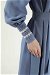 Rib Detailed Belted Abaya Baby Blue - Thumbnail