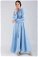 Ribbed Detailed Flared Dress Baby Blue - Thumbnail