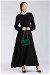 Ribbed Detailed Flared Dress Black - Thumbnail