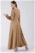 Ribbed Detailed Flared Dress Camel - Thumbnail