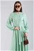 Ribbed Detailed Flared Dress Mint - Thumbnail
