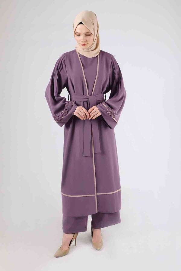 Ribbed Abaya Set Lilac