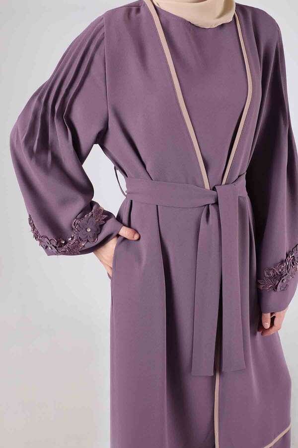 Ribbed Abaya Set Lilac