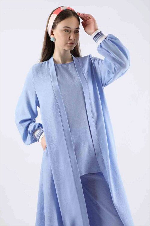 Ribbed Abaya Suit Baby Blue