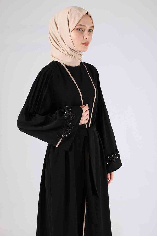 Ribbed Abaya Suit Black