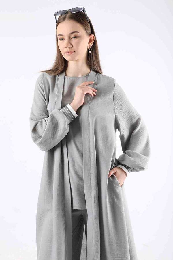 Ribbed Abaya Suit Gray